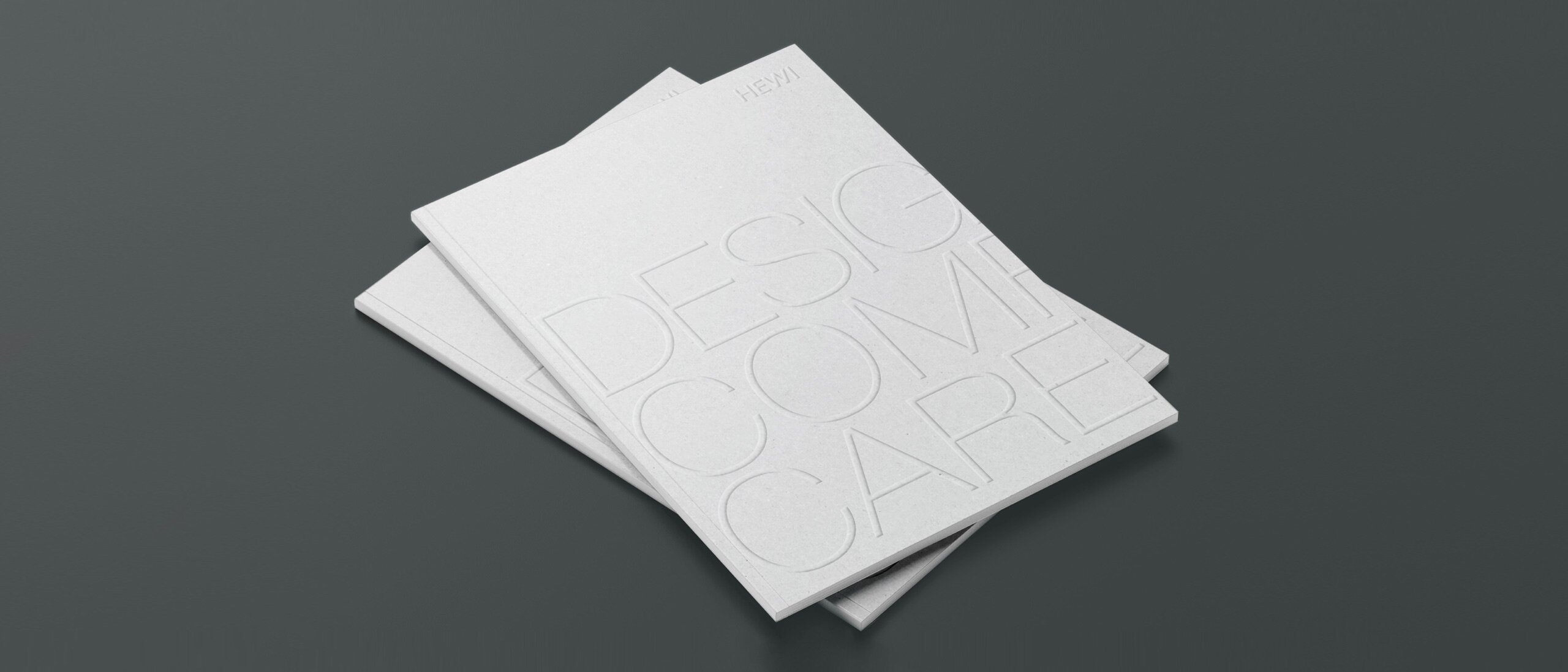 Two stacked brochures labelled Design Comfort Care